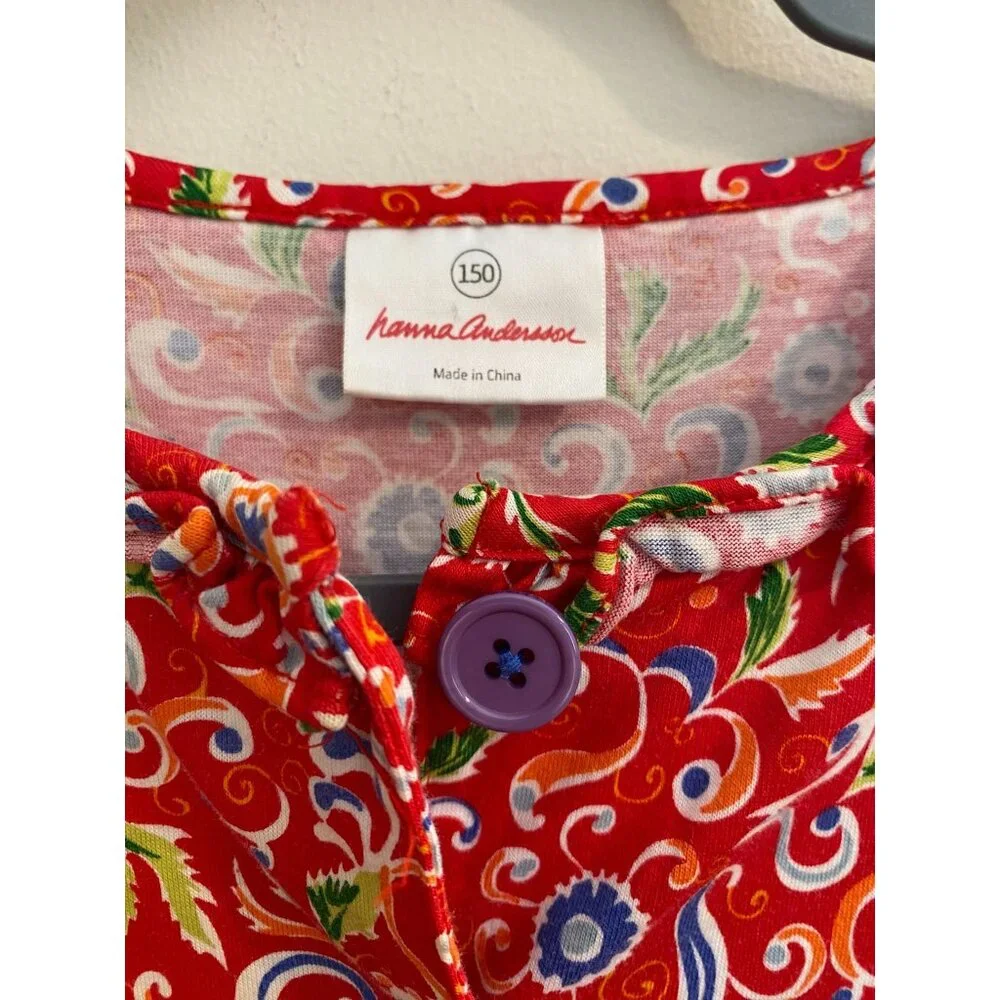 Girls' Hanna Andersson Red Floral Long Sleeve Maxi Dress Size 150‎ XXL 2XL